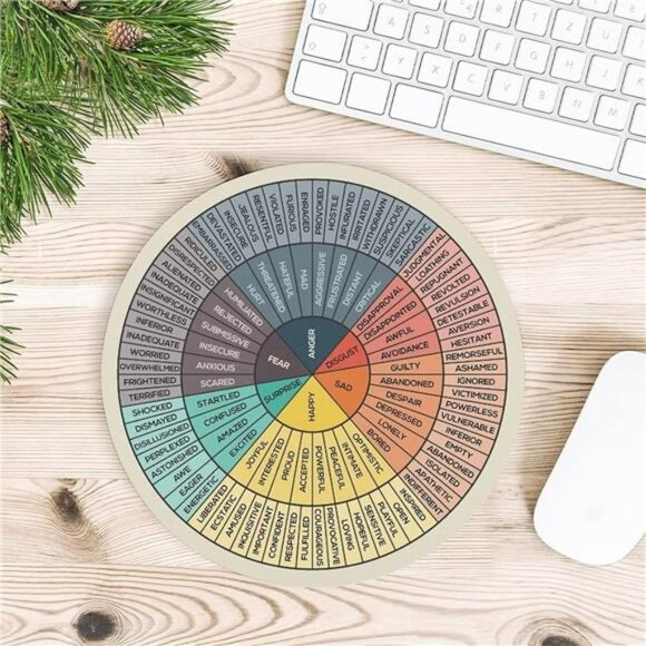 Emotions feelings wheel mouse pad non slip round gaming mousepad for therapy off - Picture 2 of 8
